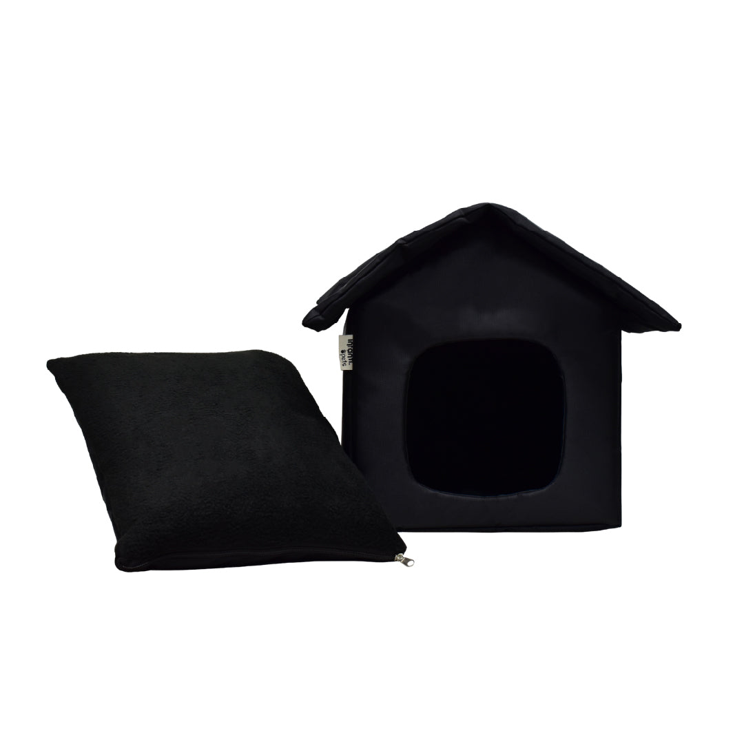 Casa Plegable Color Negro Para Mascotas Chica Ligera Y Portátil