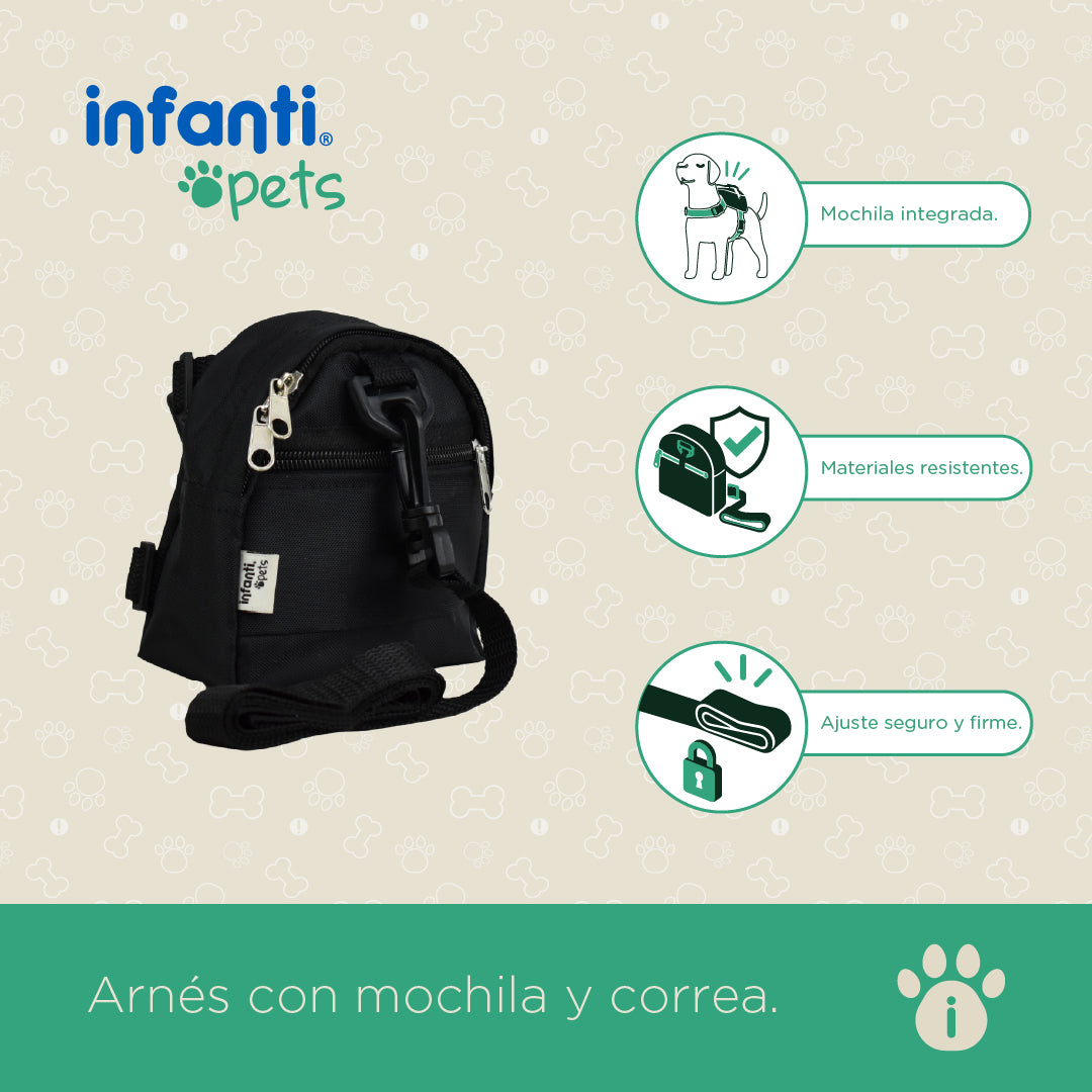 Arnés De Mascotas Con Mochila Correa Y Diseño Practico