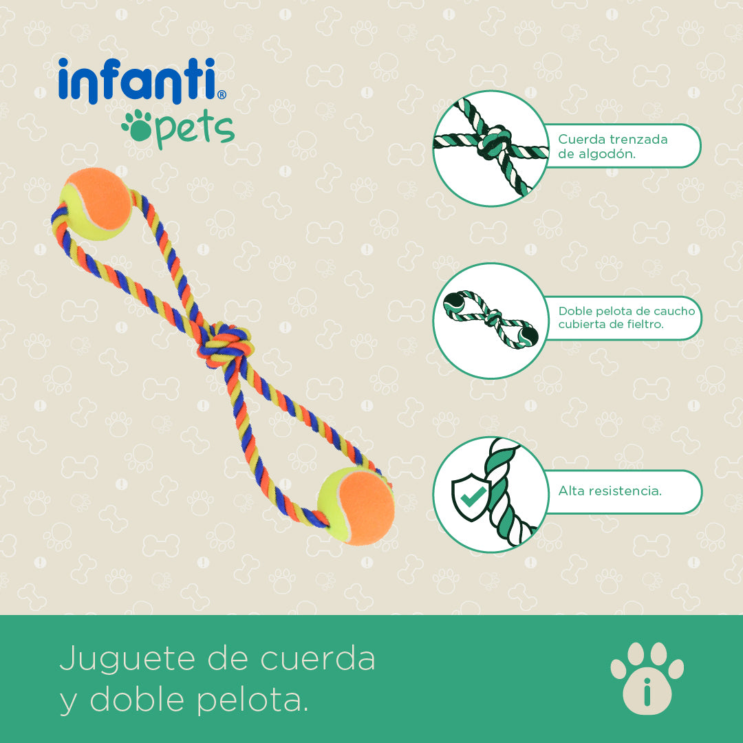 Juguete Para Perros Jaladera De Cuerda Con Pelota Trenzada