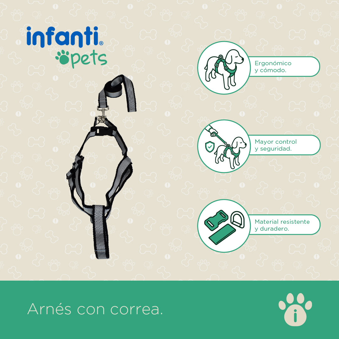 Arnés Con Correa Para Mascota Material Resistente Y Duradero
