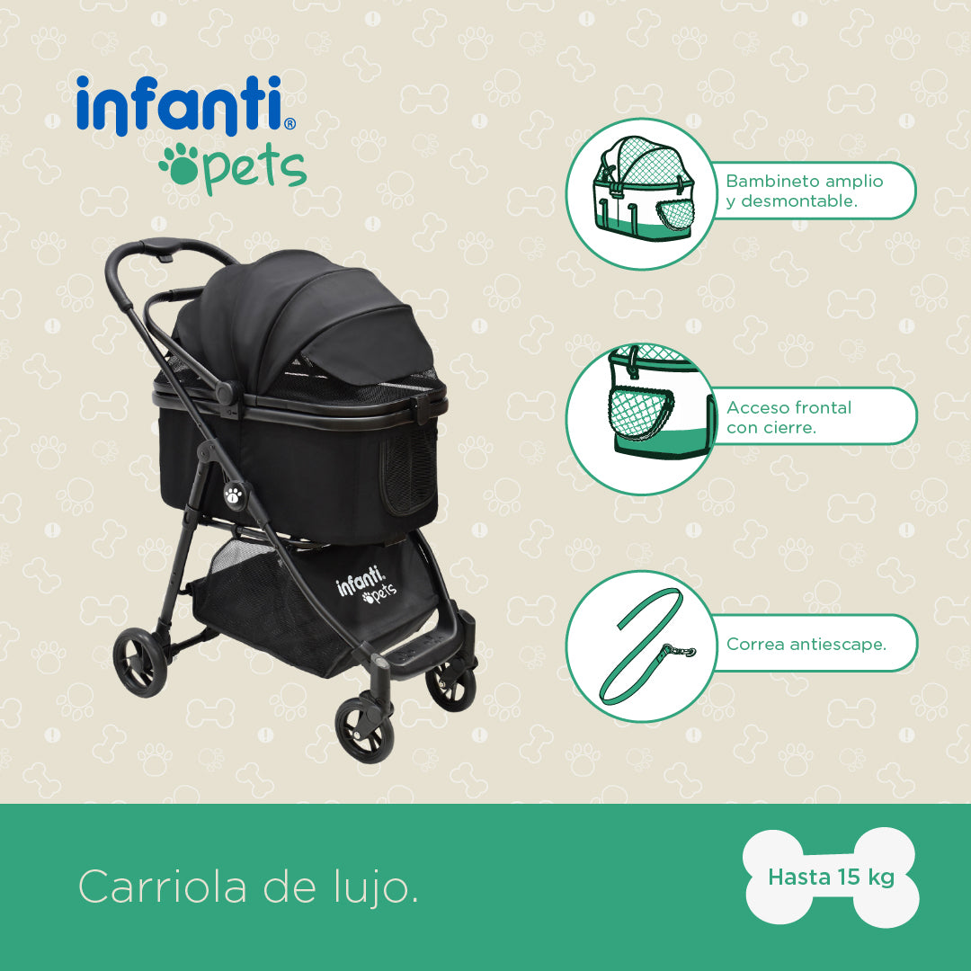 Carriola De Lujo Plegable Mascotas Perros Con Ventilación