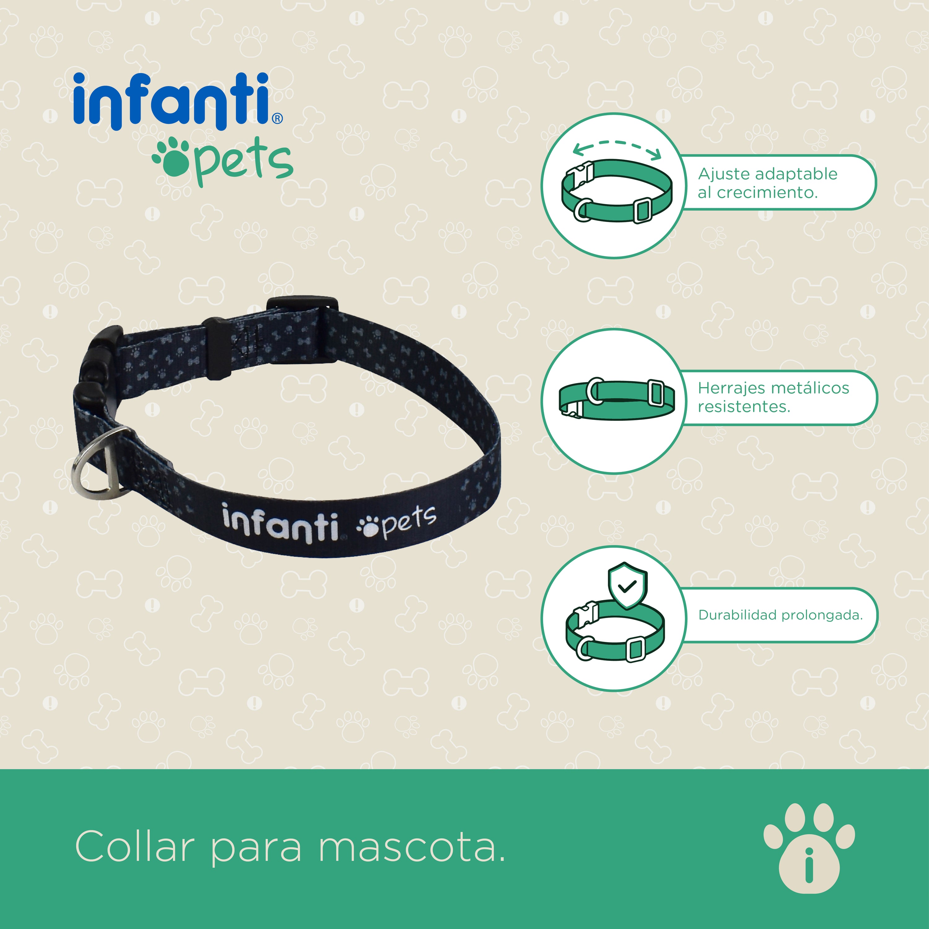 Collar Para Mascotas Metal Mediano Ligero Ajustable