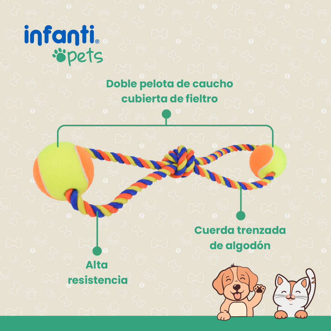 Juguete Para Perros Jaladera De Cuerda Con Pelota Trenzada
