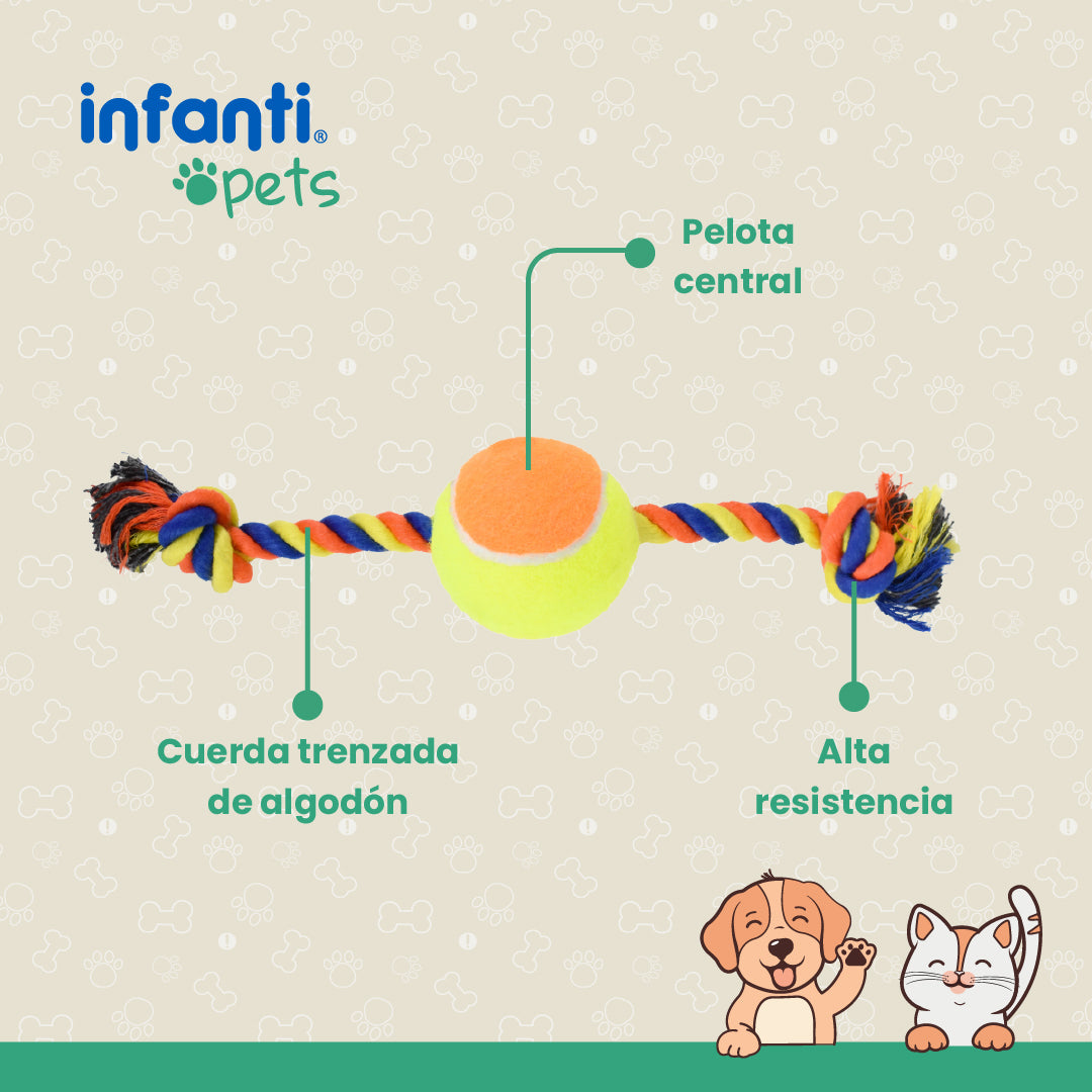 Juguete Para Perros Jaladera De Cuerda Con Pelota Trenzada