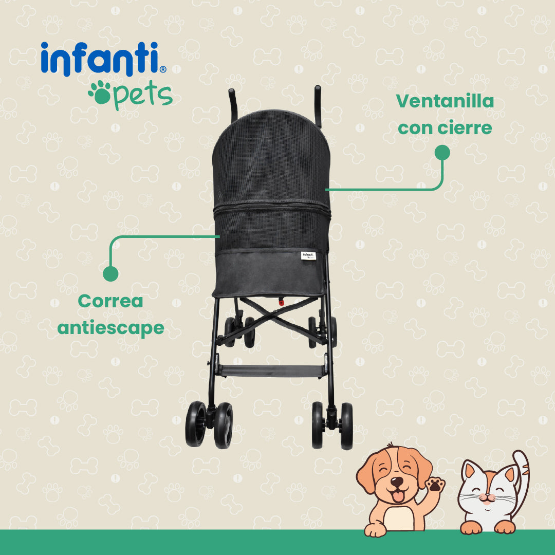 Carriola Plegable Mascotas Perros Gatos Con Ventilación
