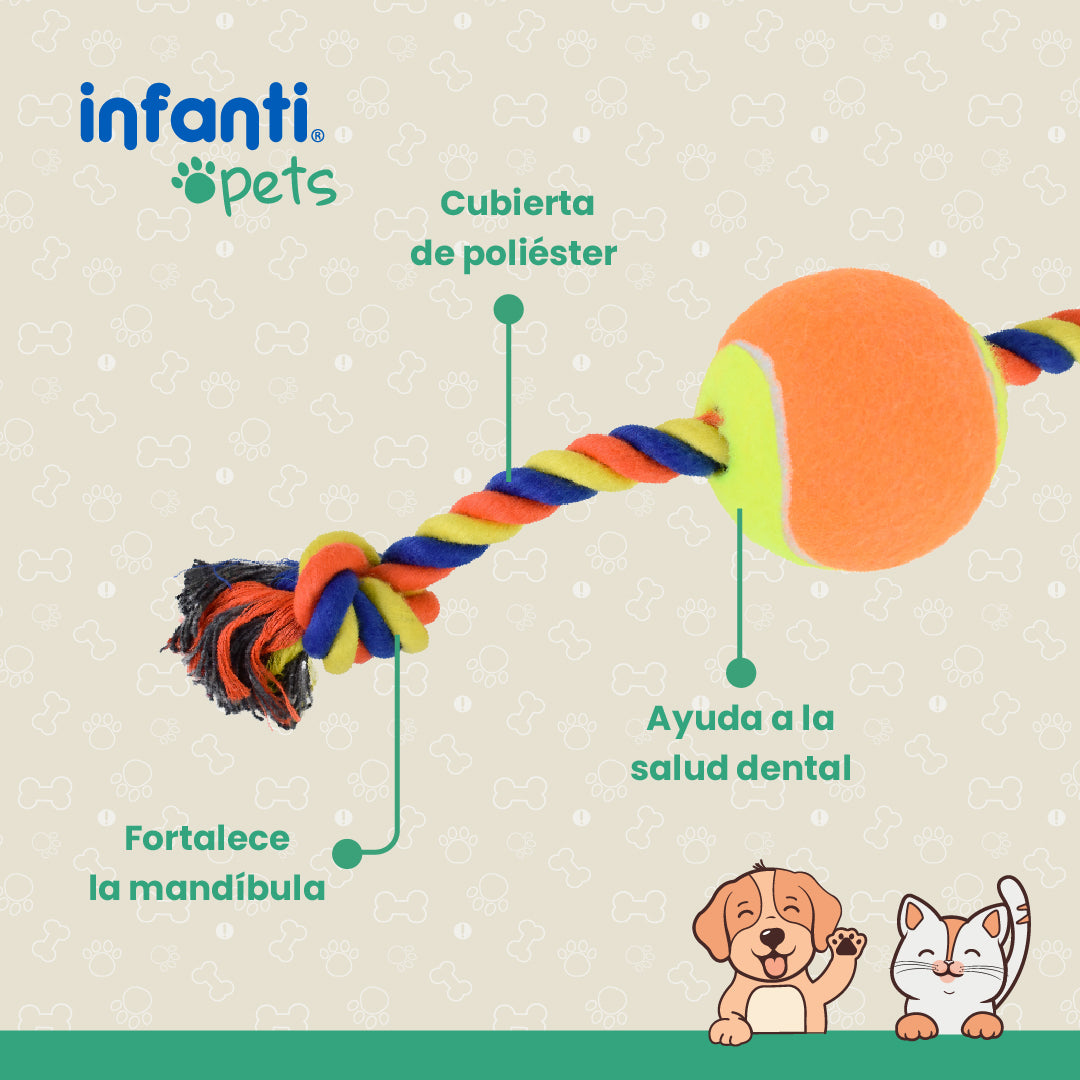 Juguete Para Perros Jaladera De Cuerda Con Pelota Trenzada