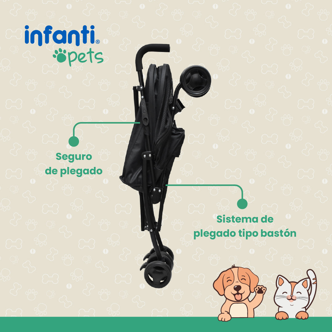 Carriola Plegable Mascotas Perros Gatos Con Ventilación