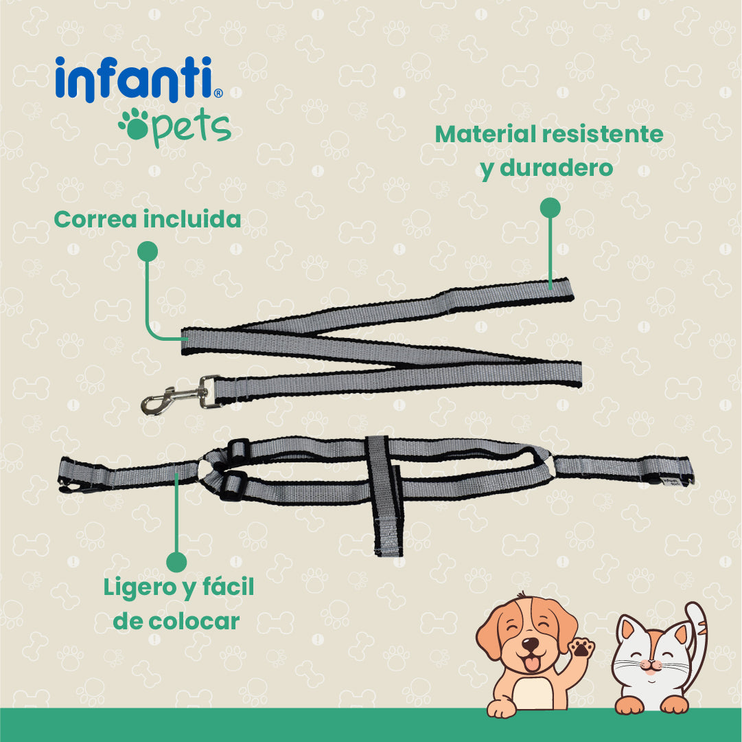 Arnés Con Correa Para Mascota Material Resistente Y Duradero
