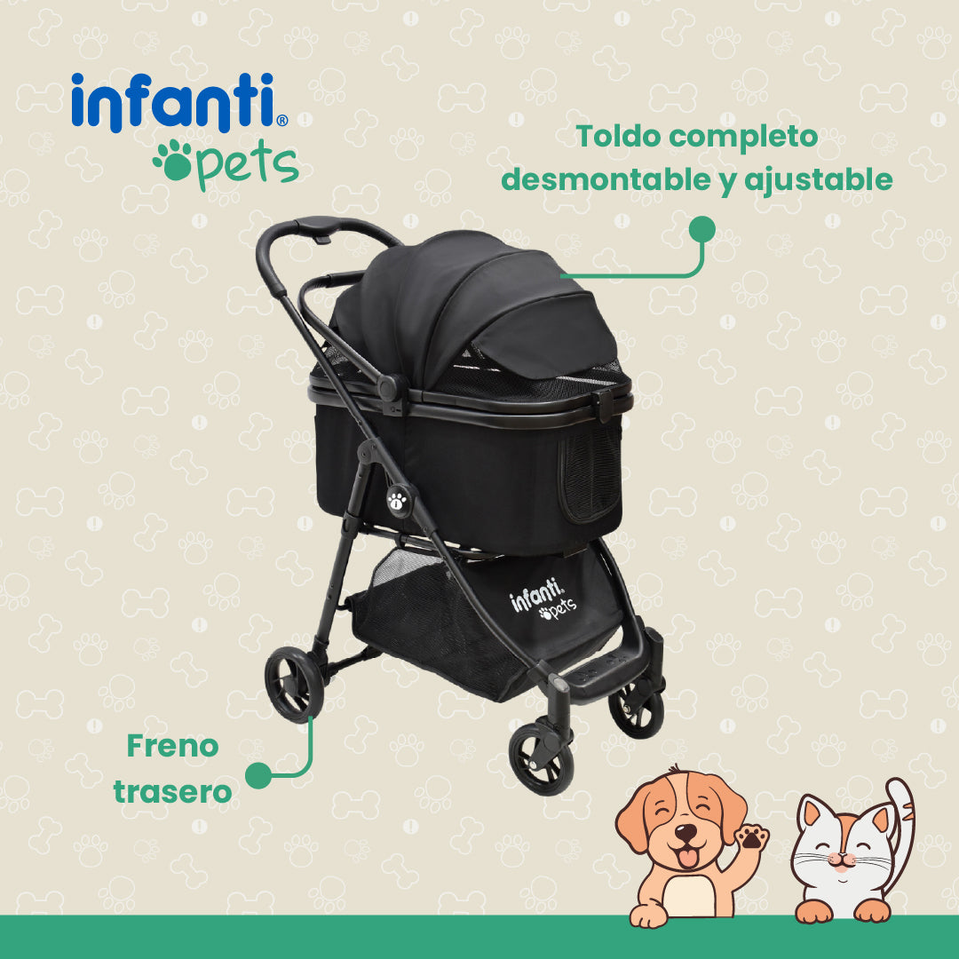 Carriola De Lujo Plegable Mascotas Perros Con Ventilación