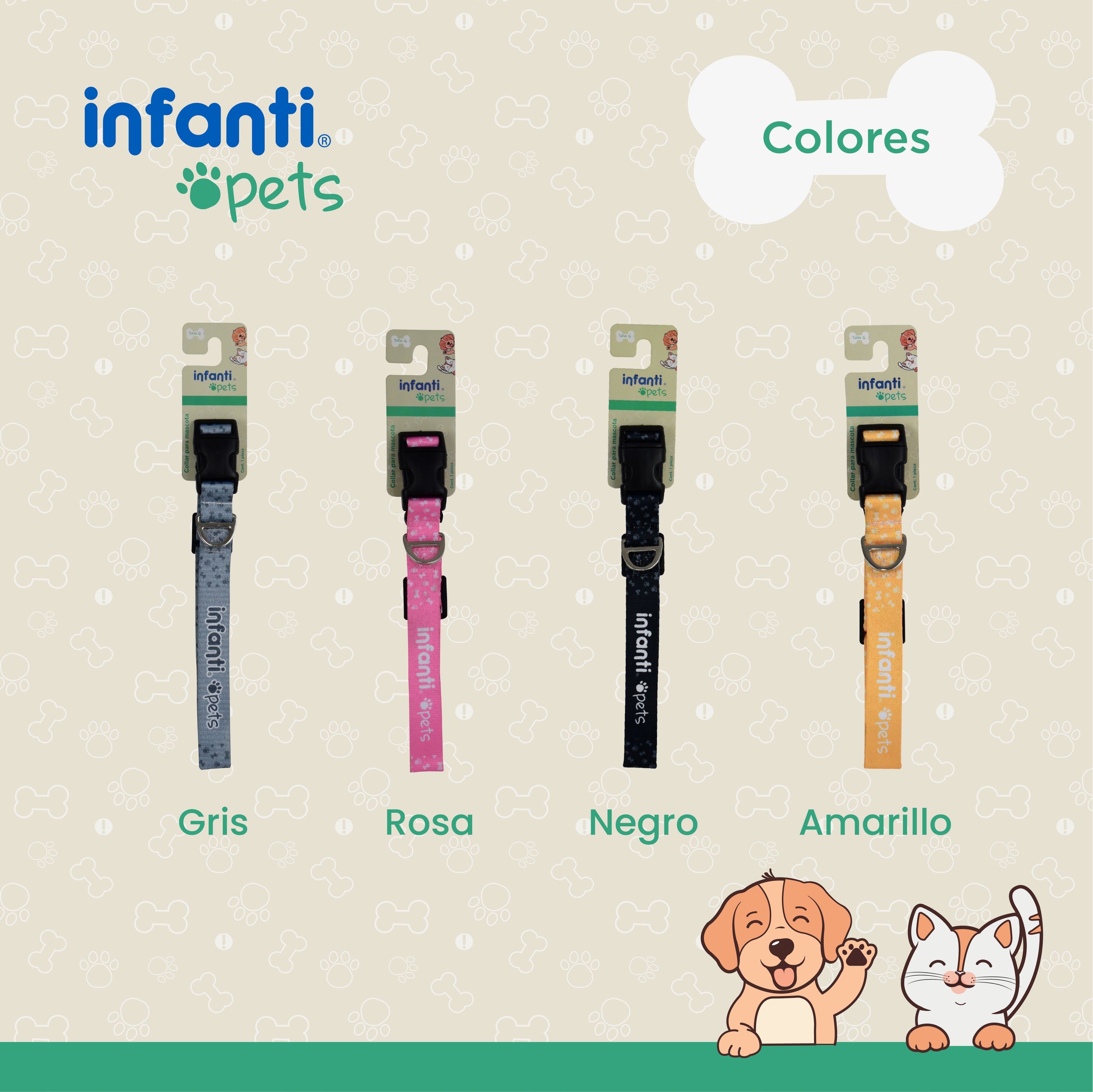Collar Para Mascotas Metal Mediano Ligero Ajustable