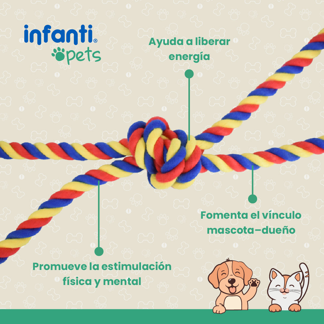 Juguete Para Perros Jaladera De Cuerda Con Pelota Trenzada