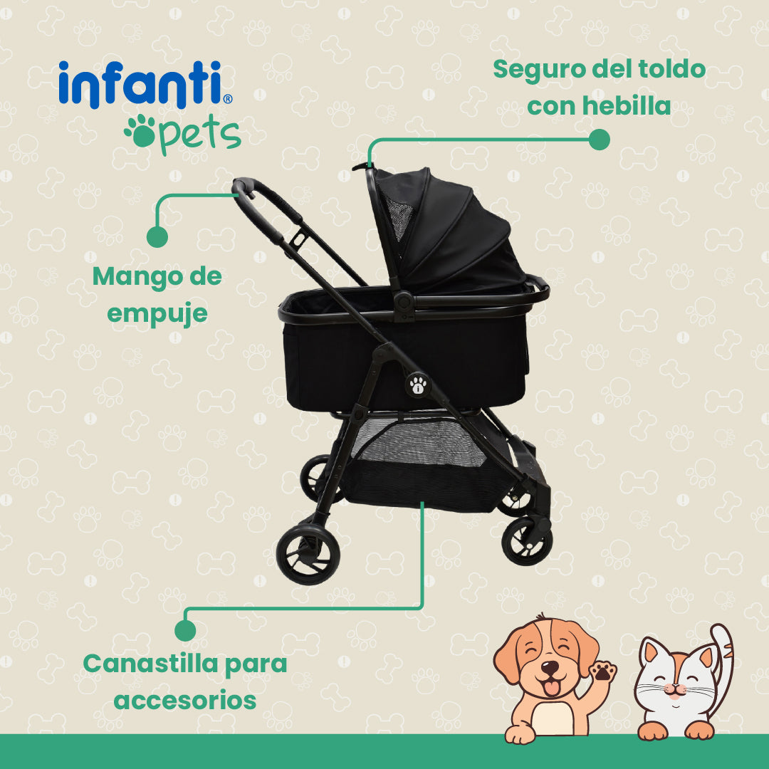 Carriola De Lujo Plegable Mascotas Perros Con Ventilación
