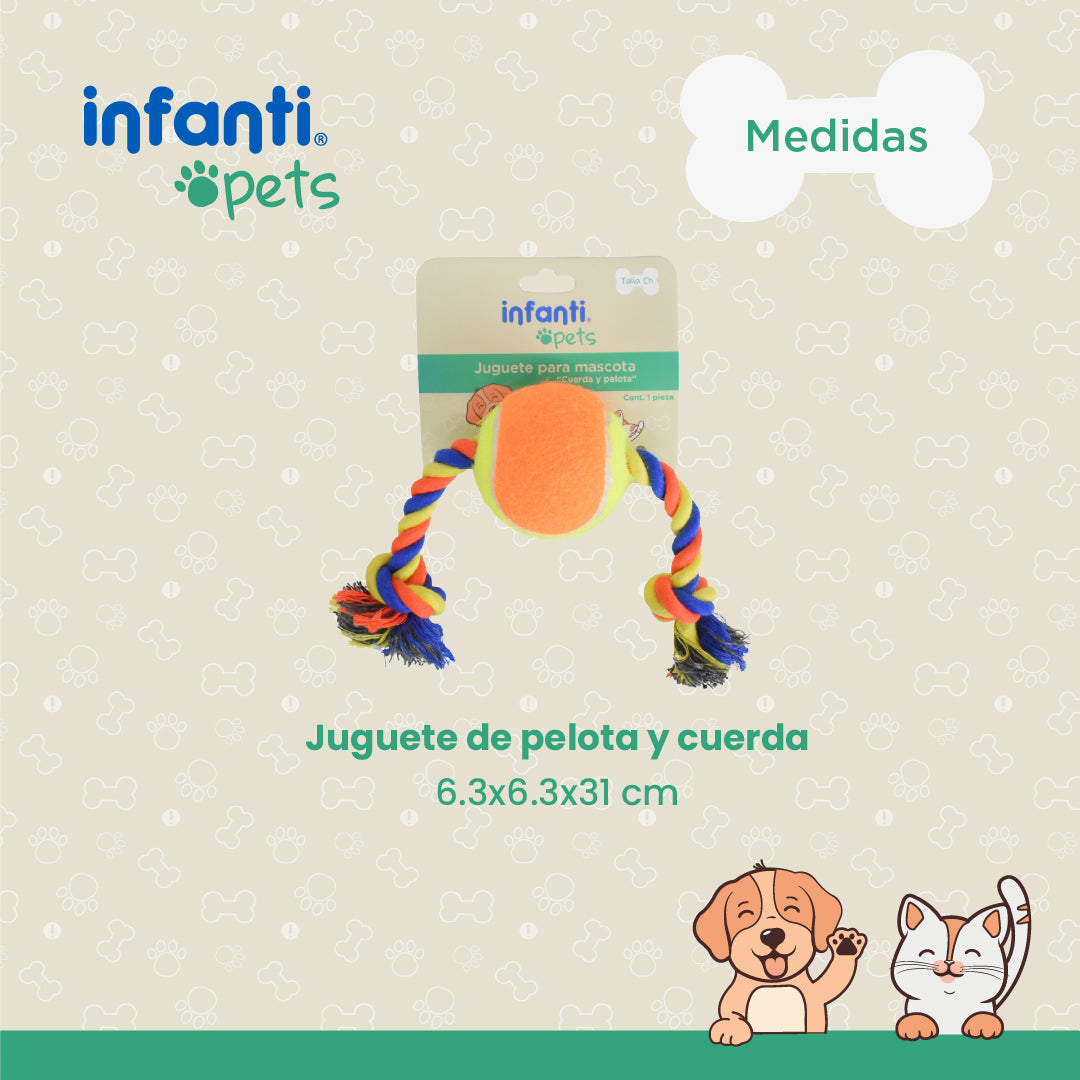 Juguete Para Perros Jaladera De Cuerda Con Pelota Trenzada