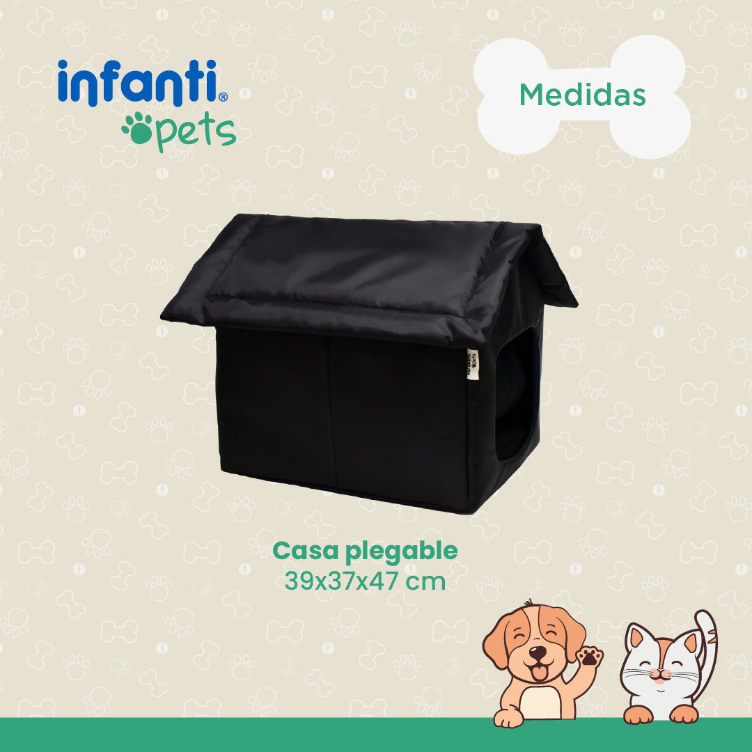 Casa Plegable Color Negro Para Mascotas Chica Ligera Y Portátil