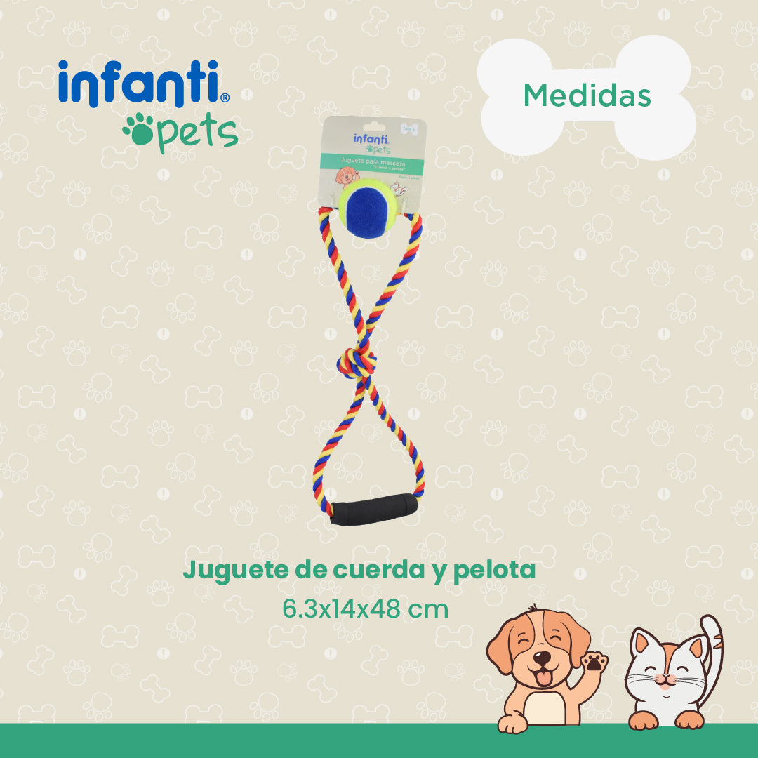 Juguete Para Perros Jaladera De Cuerda Con Pelota Trenzada