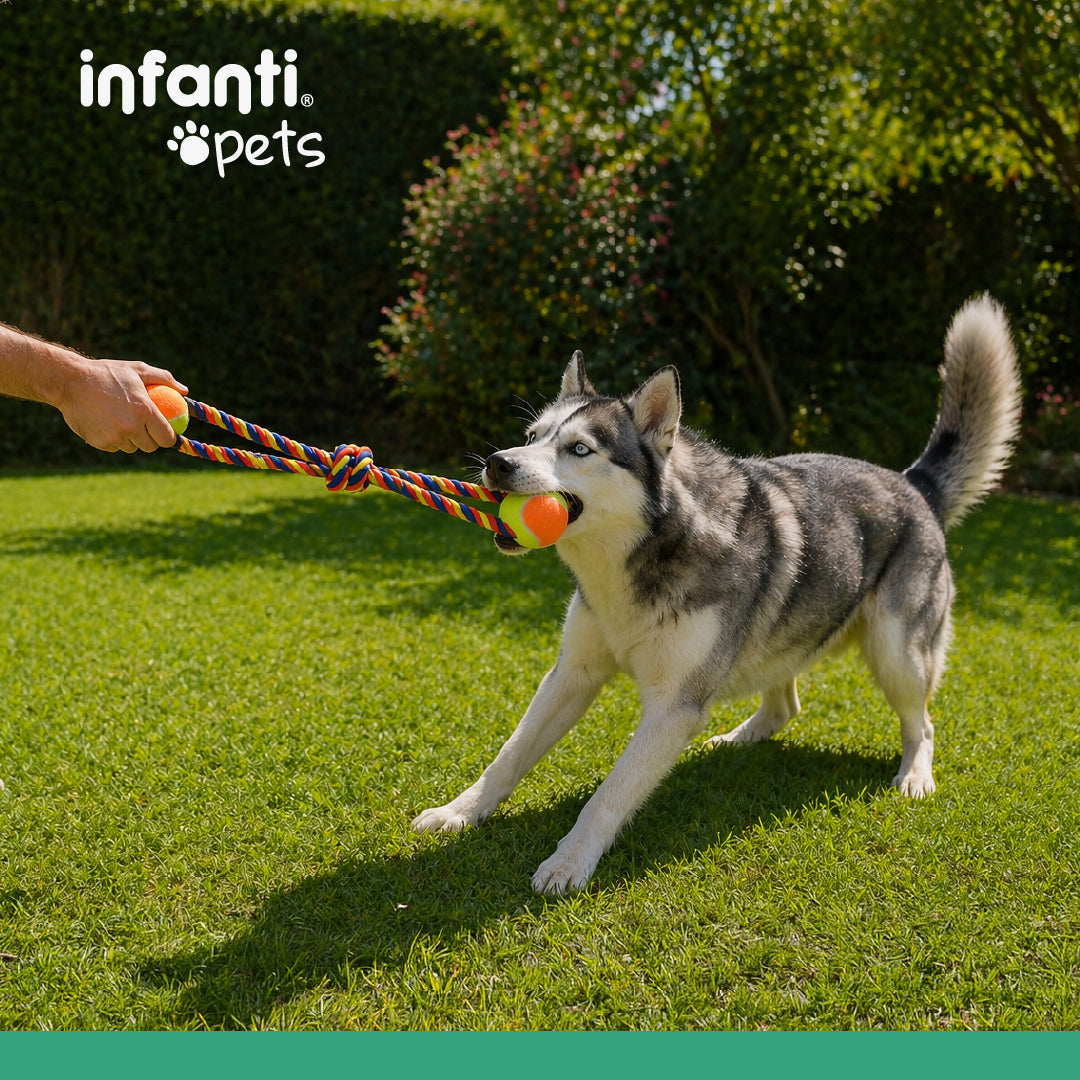 Juguete Para Perros Jaladera De Cuerda Con Pelota Trenzada