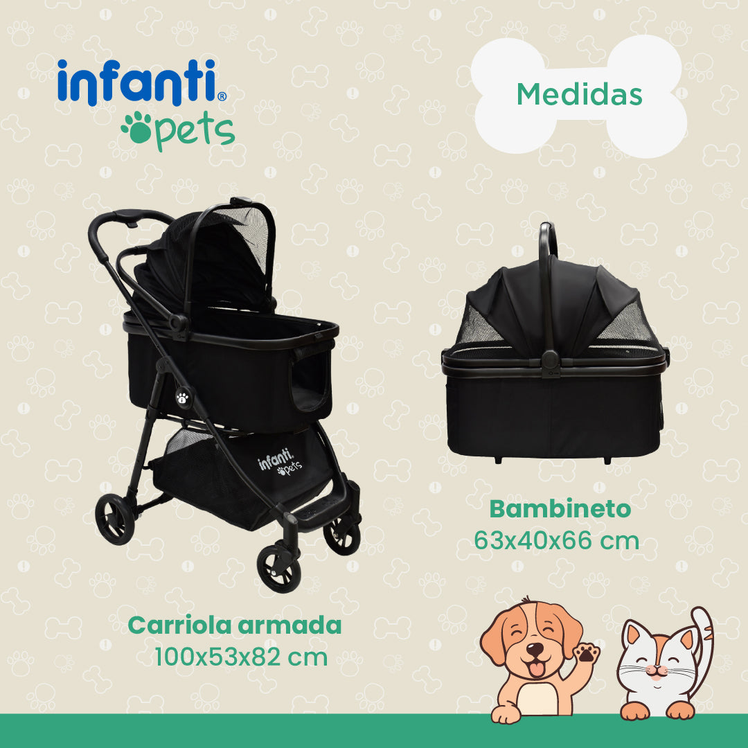 Carriola De Lujo Plegable Mascotas Perros Con Ventilación