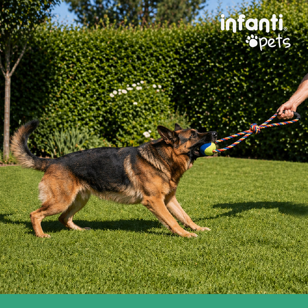Juguete Para Perros Jaladera De Cuerda Con Pelota Trenzada