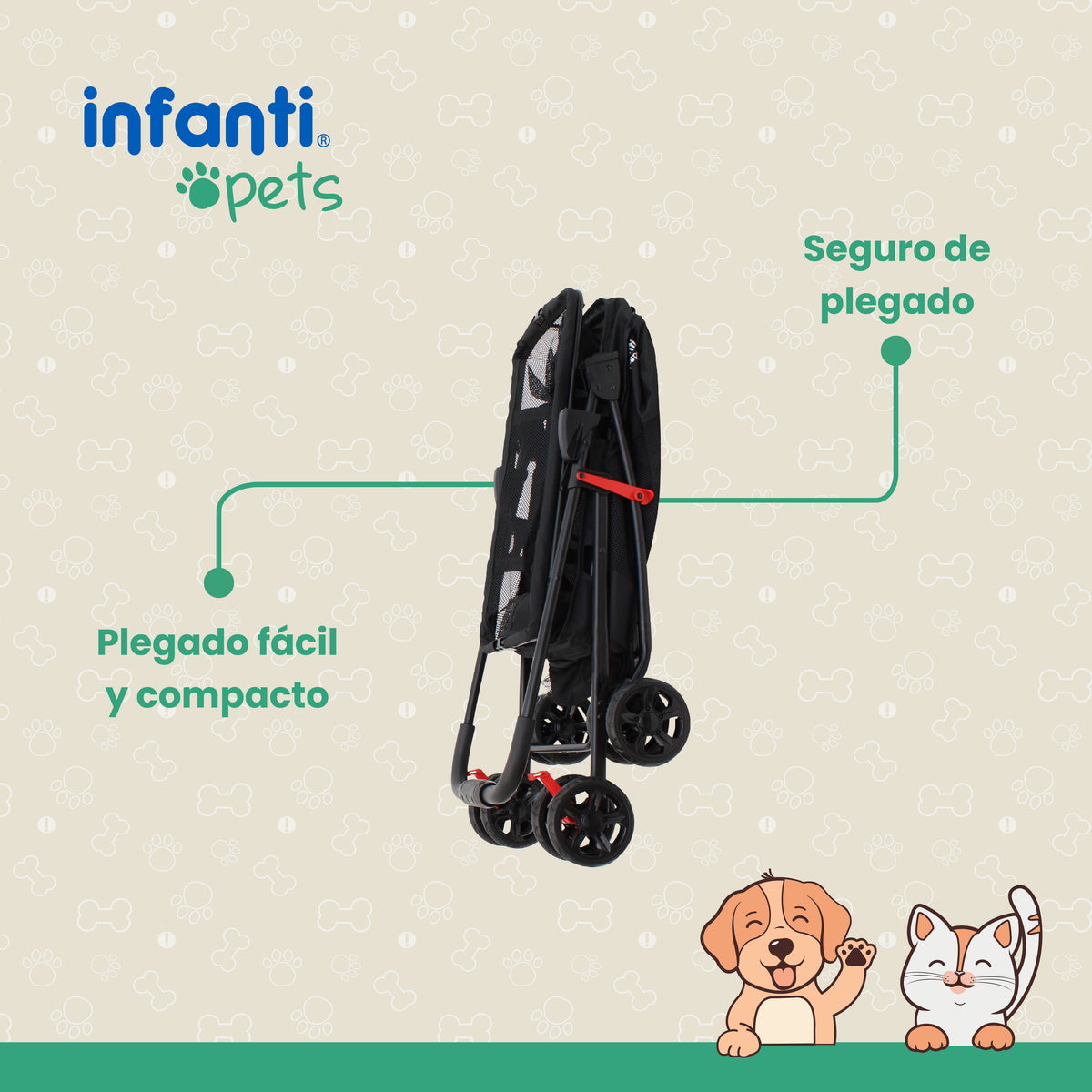 Carriola Transportadora 2 En 1 Para Mascotas Con Ventilación