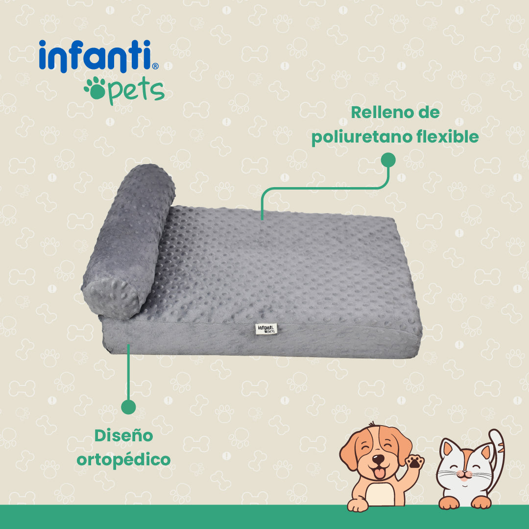 Cama Ortopedica Gris Para Mascotas Antideslizante Con Cierre