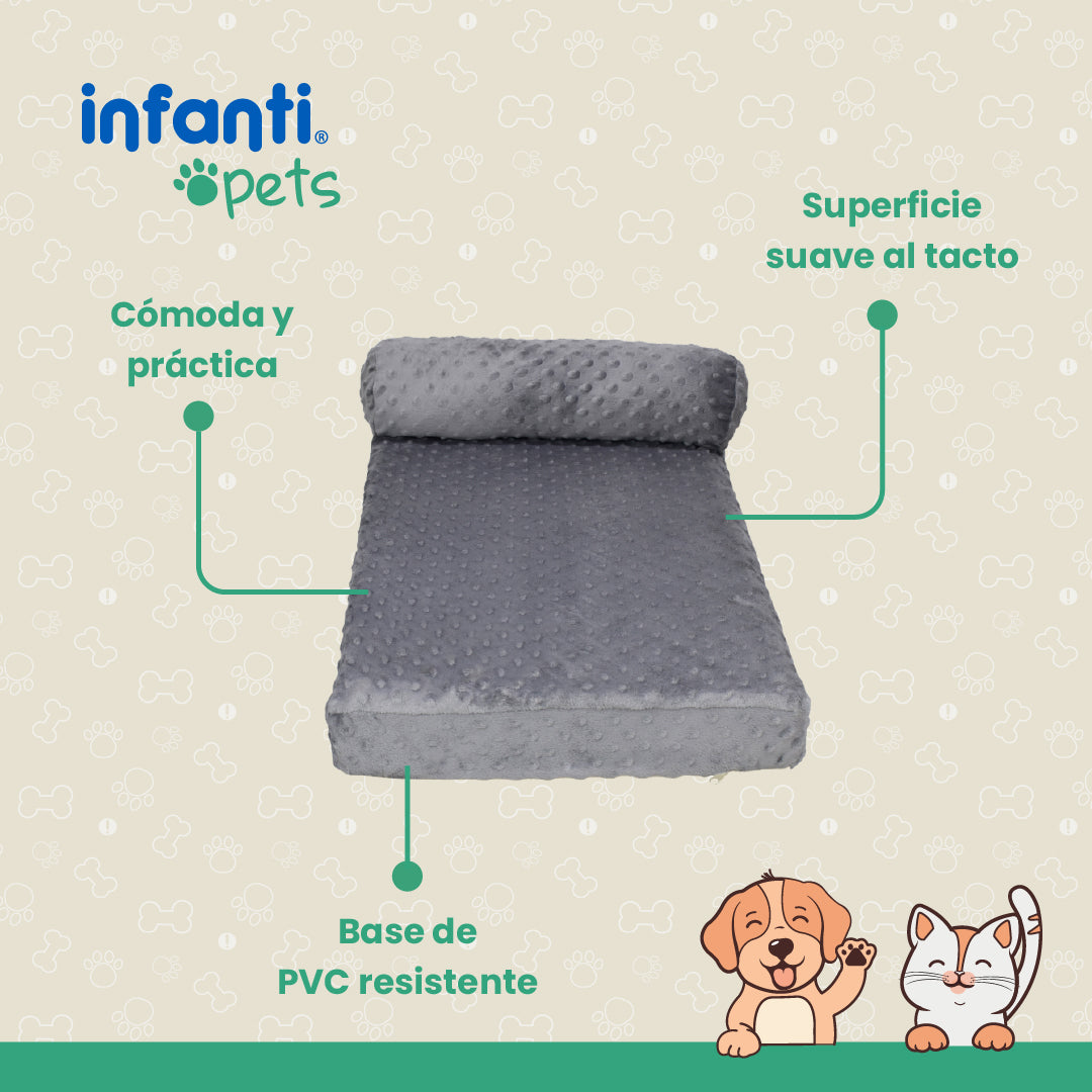 Cama Ortopedica Gris Para Mascotas Antideslizante Con Cierre