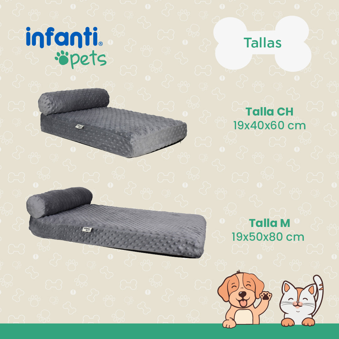 Cama Ortopedica Gris Para Mascotas Antideslizante Con Cierre
