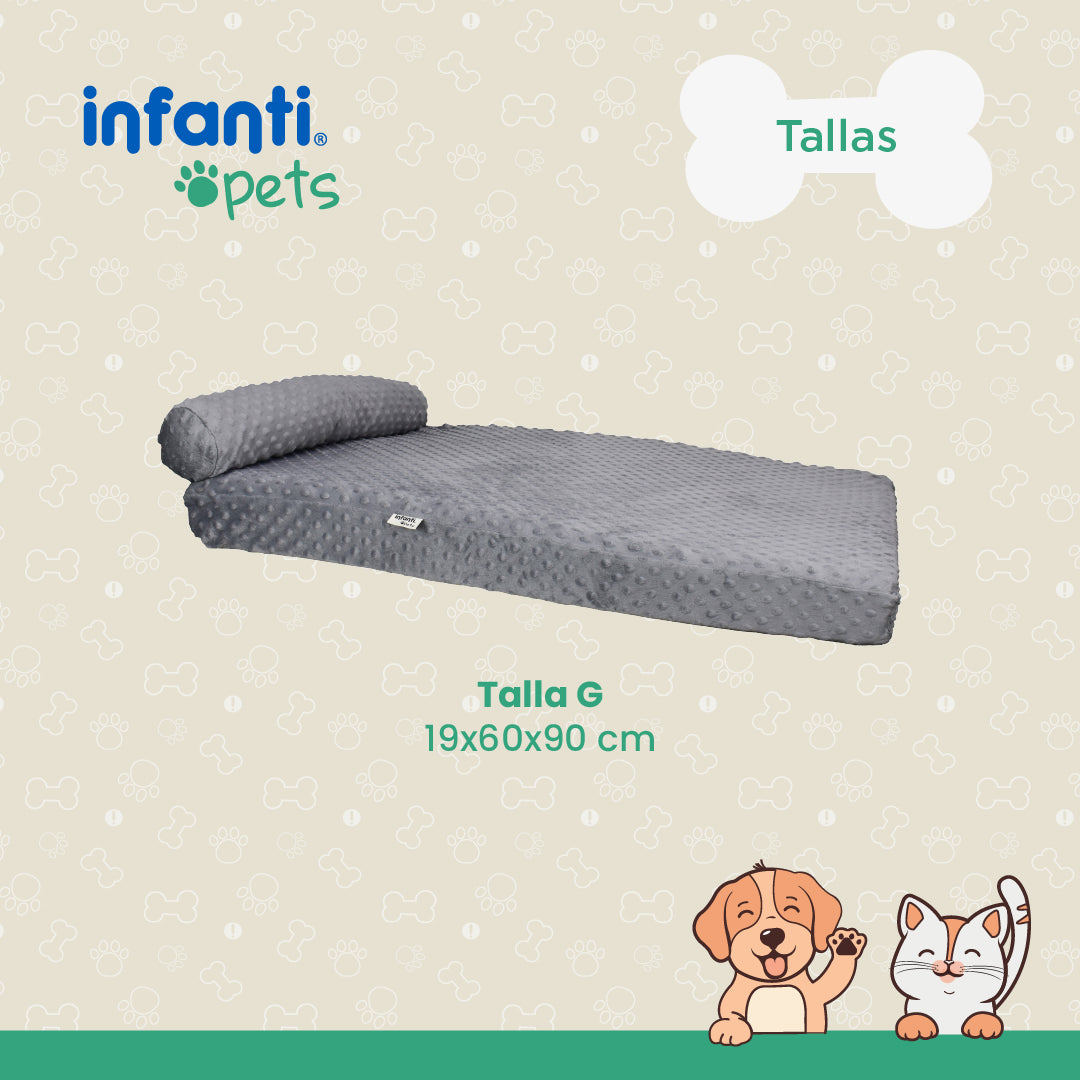 Cama Ortopedica Gris Para Mascotas Antideslizante Con Cierre