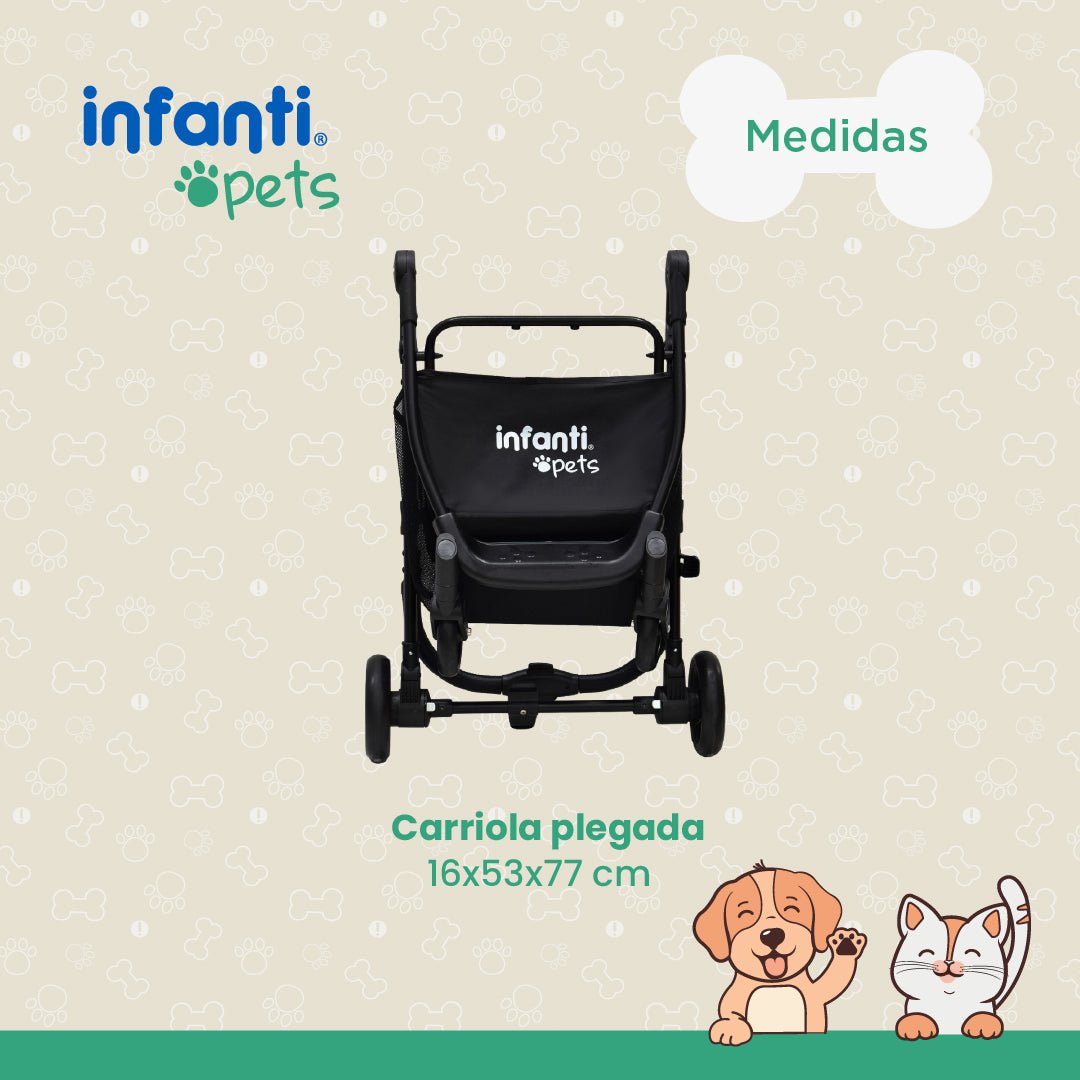 Carriola De Lujo Plegable Mascotas Perros Con Ventilación