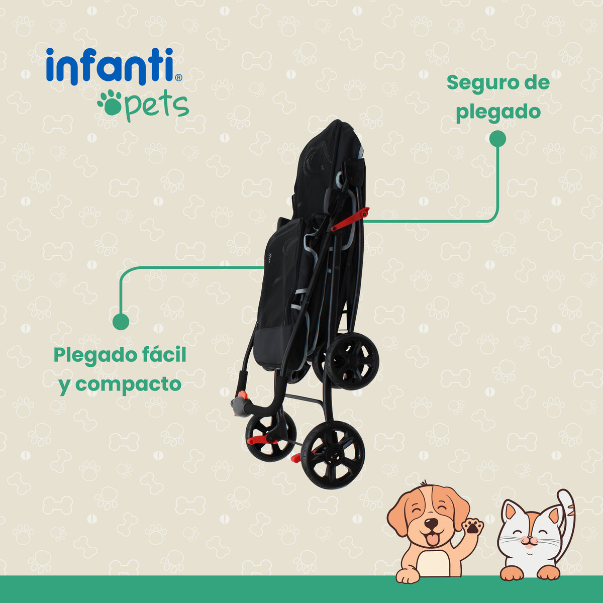 Carriola Transportadora Doble Para Mascotas Con Ventilación